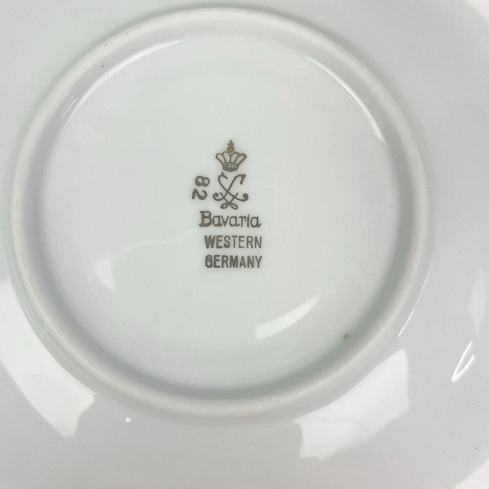 Bavaria Western Germany Elfenbein Rose Bud Pattern Tea Cup Saucer Plate 3 PC Set